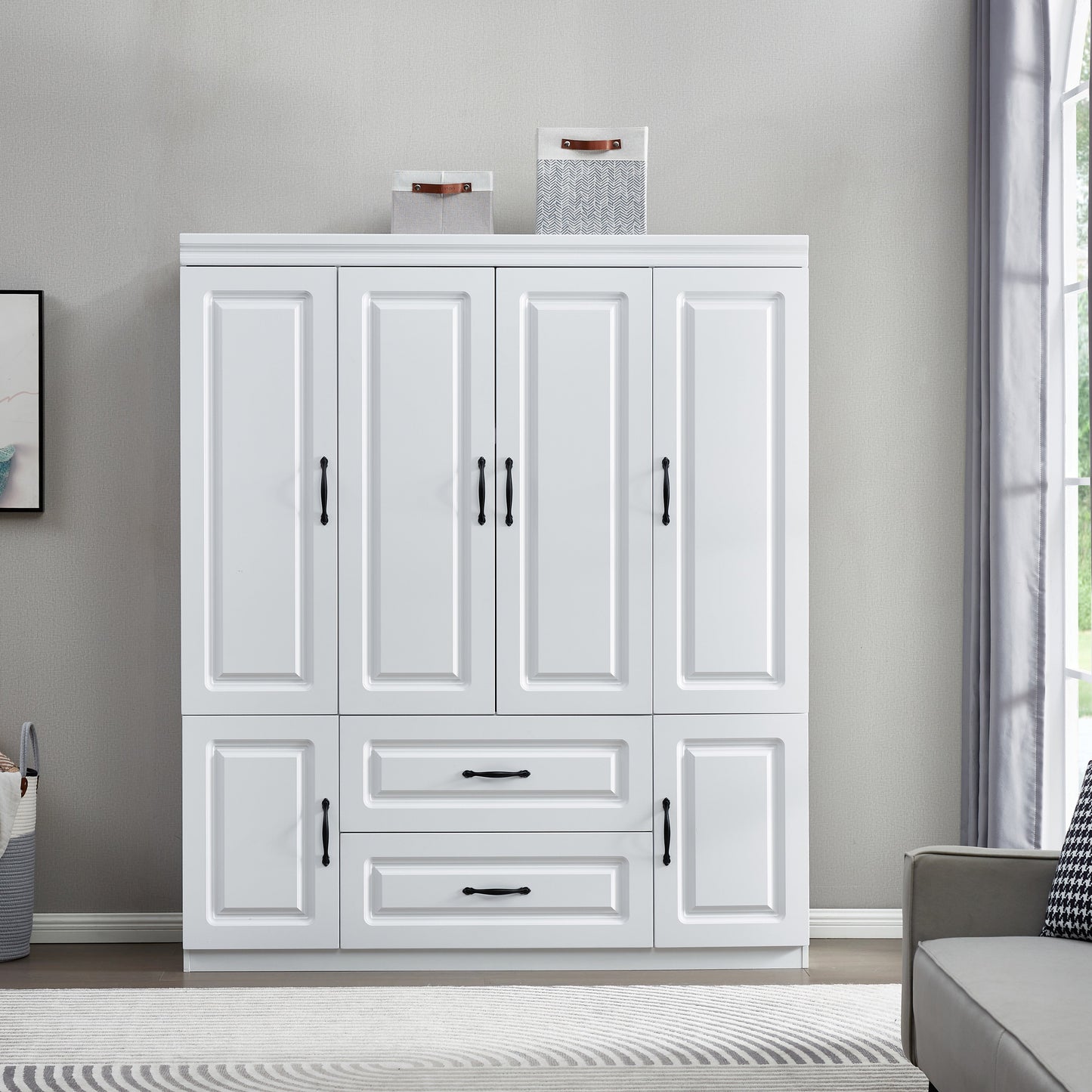 XL Solid Wood withe Bedroom Cabinet